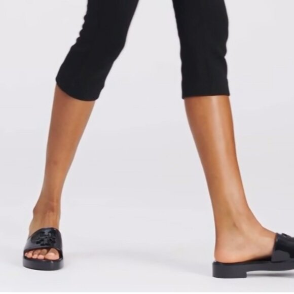 NEW TORY BURCH Eleanor Slides perfect black glossy finish for women 252 - Picture 10 of 13